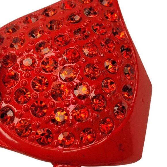 RED Bra Pendant Necklace, Rhinestones Pendant Long Necklace - Picture 5 of 9